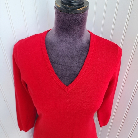 Calvin Klein Dress Womens Small Red Knit Sheath Knee Length Classic Cocktail S - Picture 3 of 14